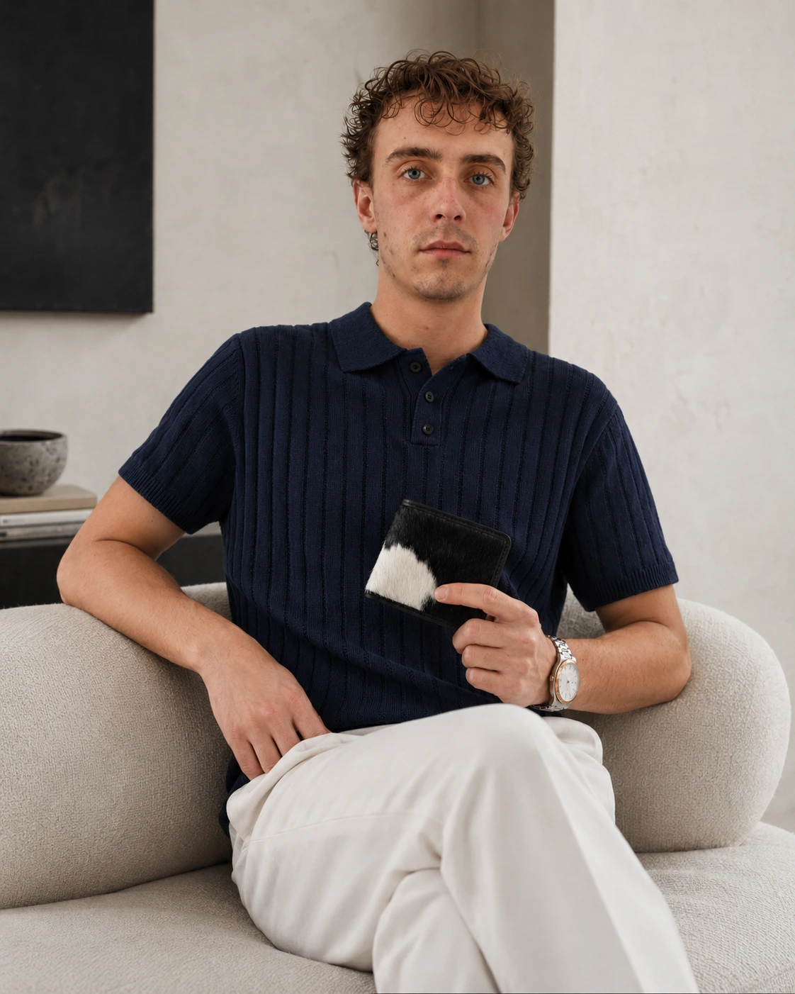 SAVI wallet in a quiet luxury lifestyle setting